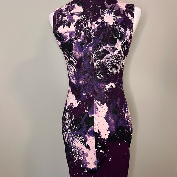 Roberto Cavalli Purple Abstract Floral Sheath Dress – IT 40 (US 4) - Picture 3 of 9